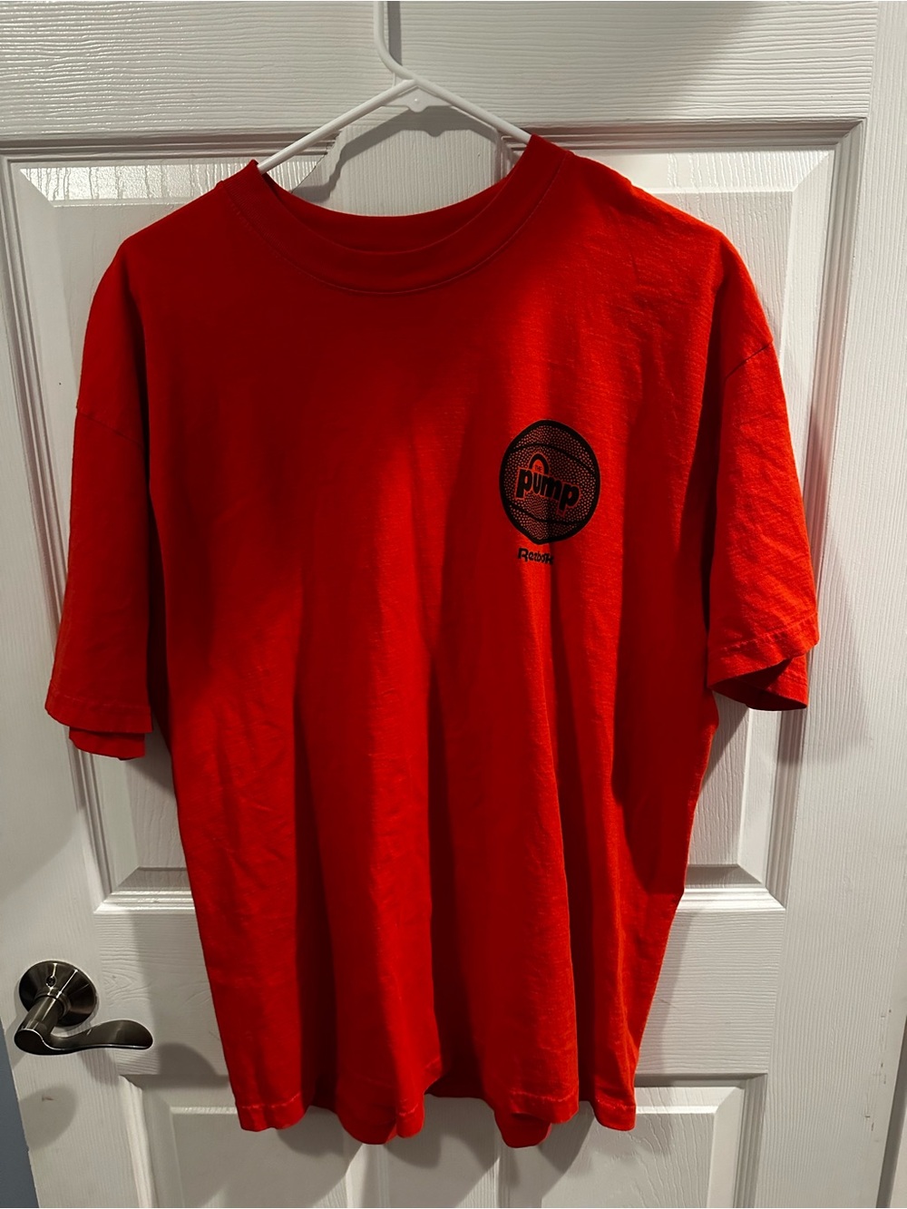 Vintage Reebok The Pump T Shirt Men’s Large Orange Basketball Sneaker Graphic Te